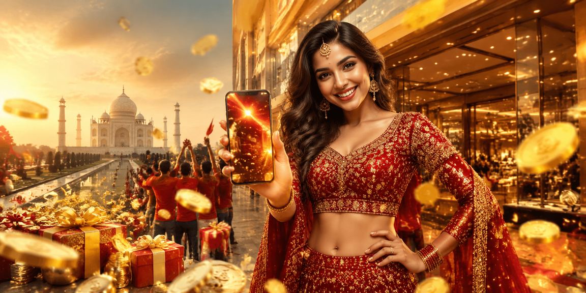 Responsible gaming illustration with casino app and Taj Mahal background